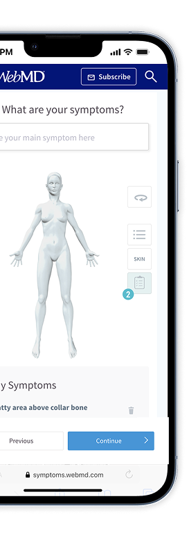 Mobile Symptom Checker: body-map symptom entry